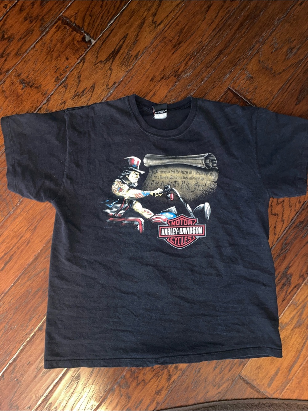Harley-Davidson Black Tee with Red, White and Blue Rider Graphic